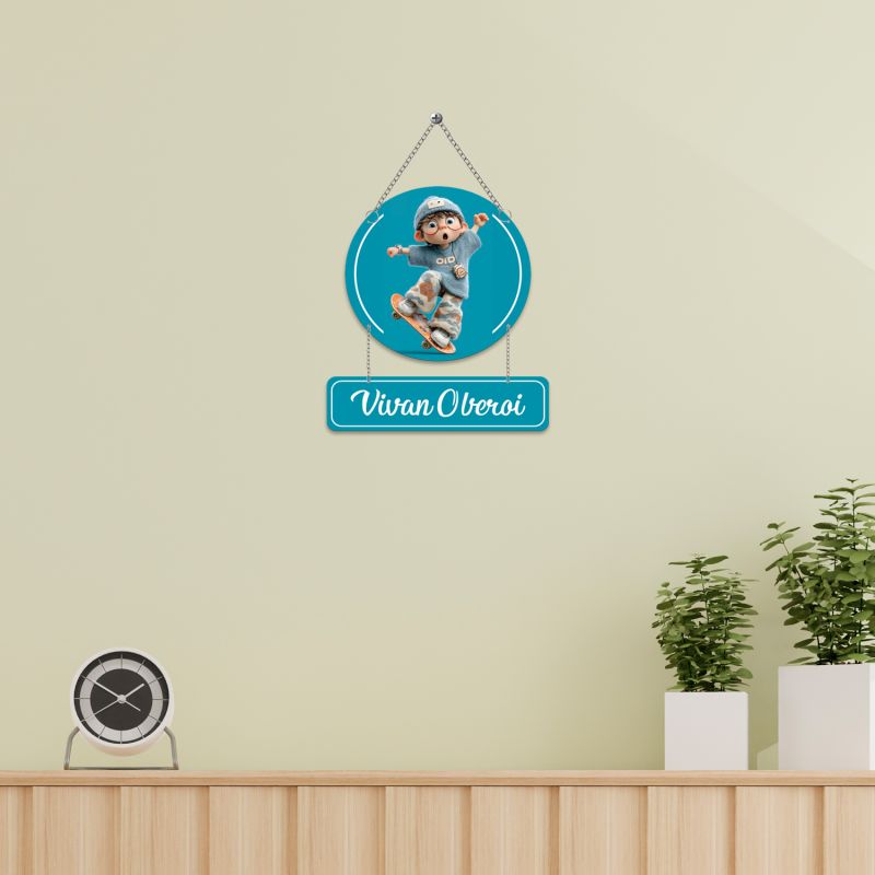 Personalized Skater Boy Wooden Wall Hanging